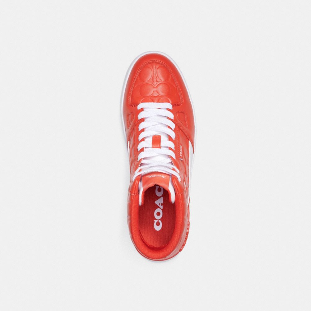 COACH®,Clip Court High Top Sneaker In Signature,,Inside View,Top View