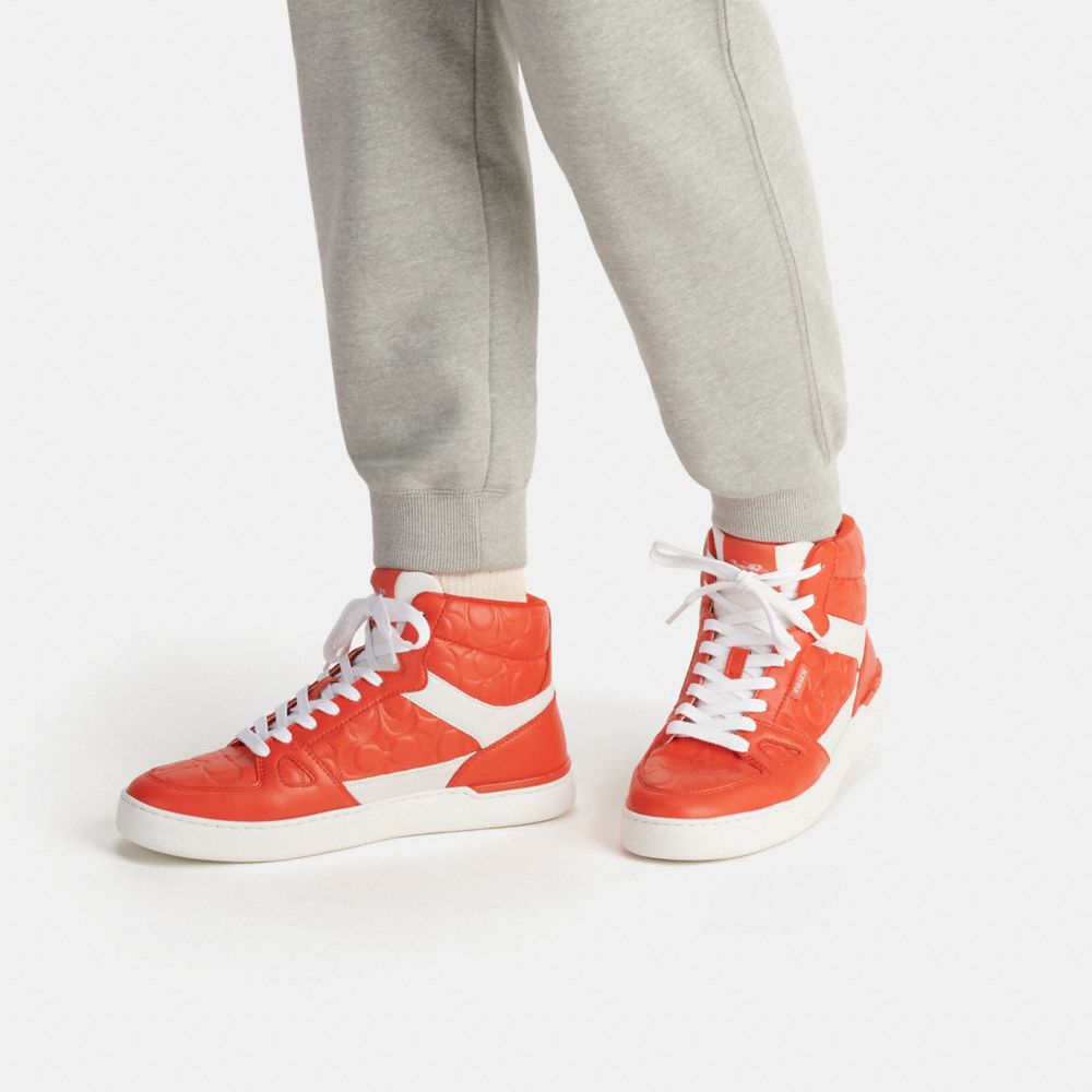 COACH®,Clip Court High Top Sneaker In Signature,,Detail View