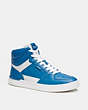COACH®,CLIP COURT HIGH TOP SNEAKER IN SIGNATURE,Blue Jay,Front View