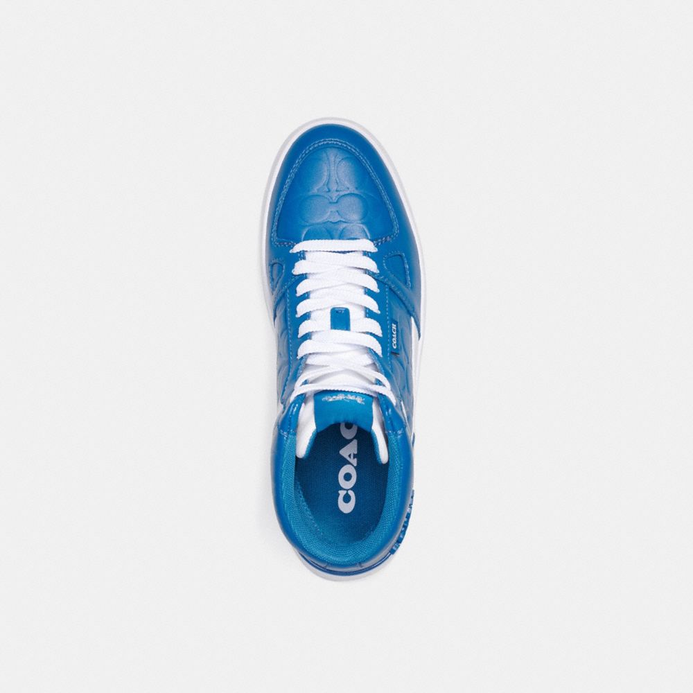 COACH®,CLIP COURT HIGH TOP SNEAKER IN SIGNATURE,Blue Jay,Inside View,Top View
