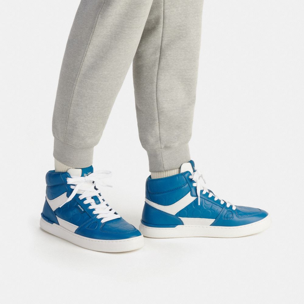 COACH®,Clip Court High Top Sneaker In Signature,,Detail View