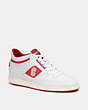 COACH®,MID TOP SNEAKER,Optic White/Bright Cardinal,Front View