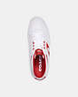 COACH®,MID TOP SNEAKER,Optic White/Bright Cardinal,Inside View,Top View