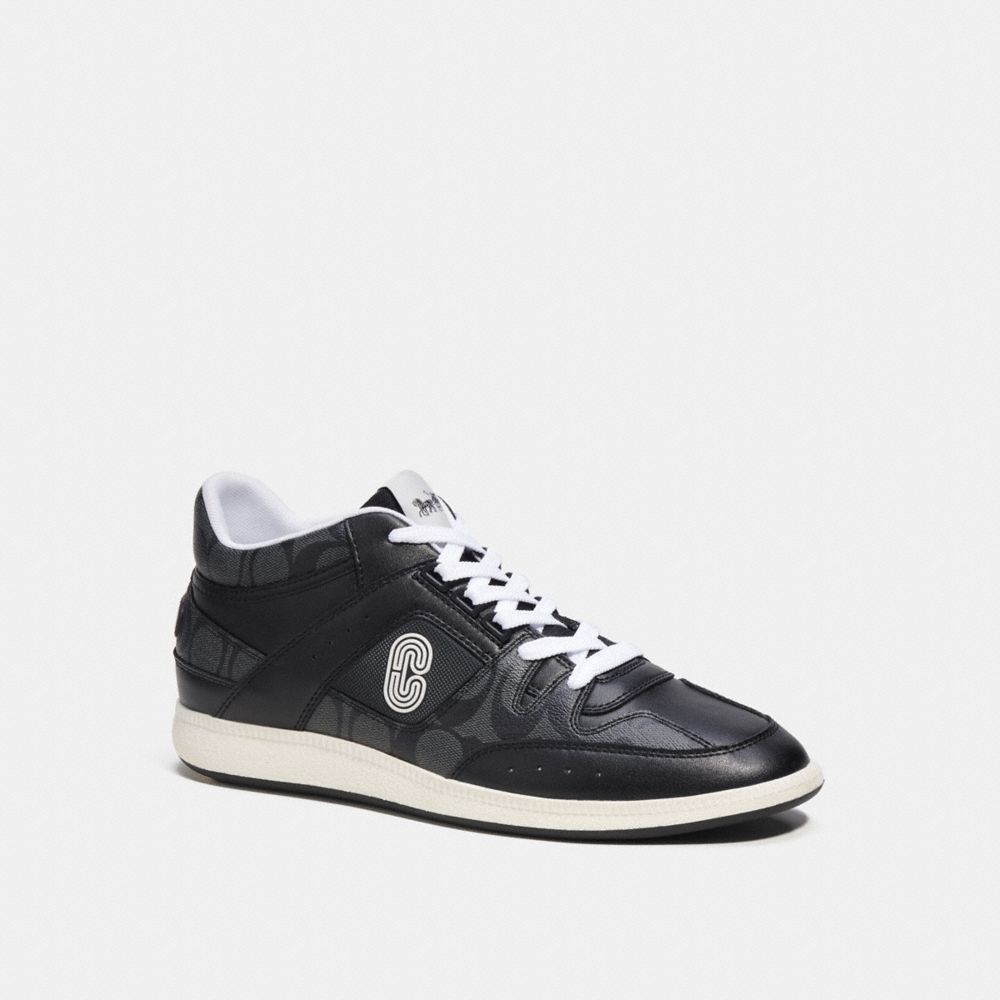 COACH®,CHAUSSURES DE SPORT INTERMÉDIAIRE CLIP EN TOILE SIGNATURE,Noir,Front View