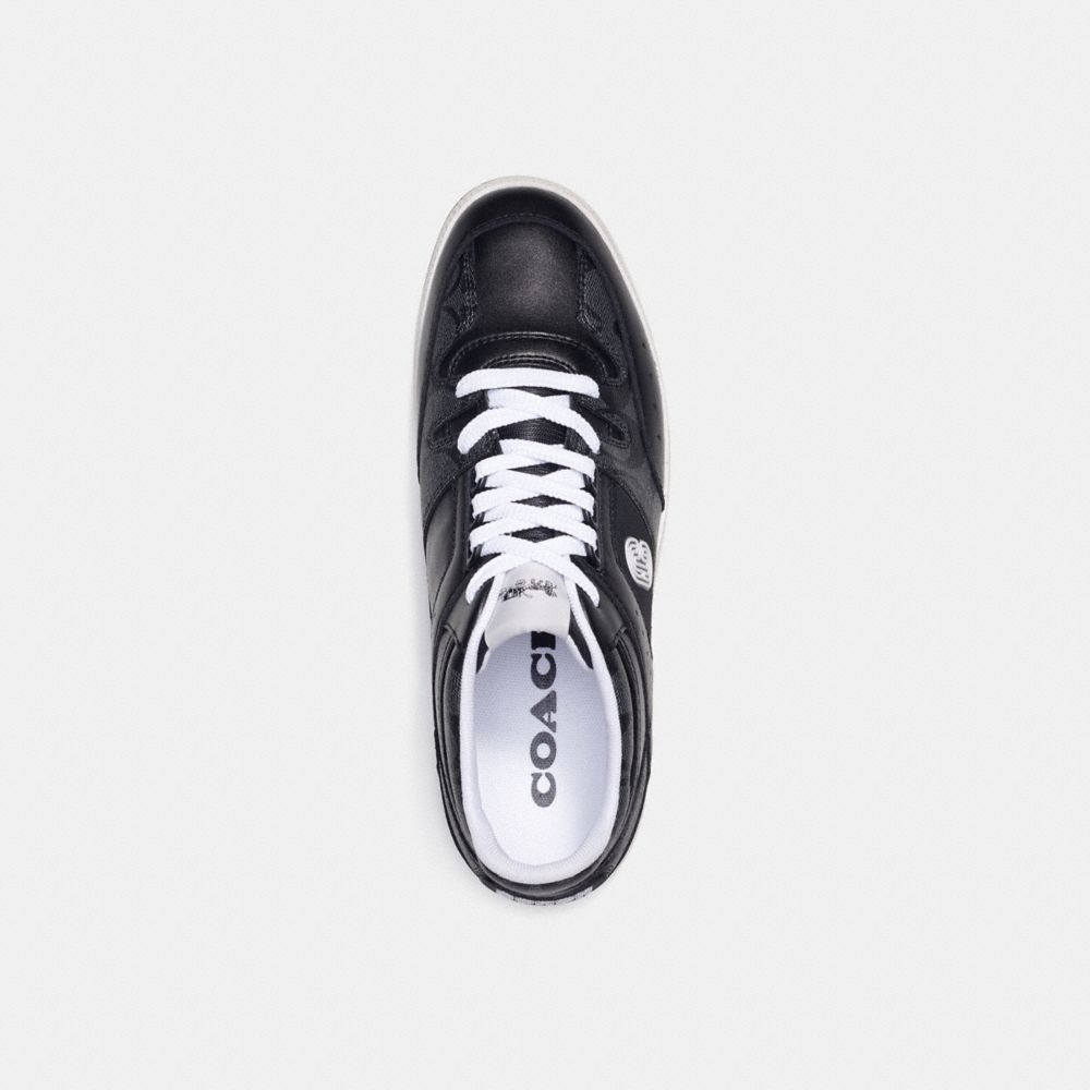 COACH®,MID TOP SNEAKER IN SIGNATURE CANVAS,Black,Inside View,Top View