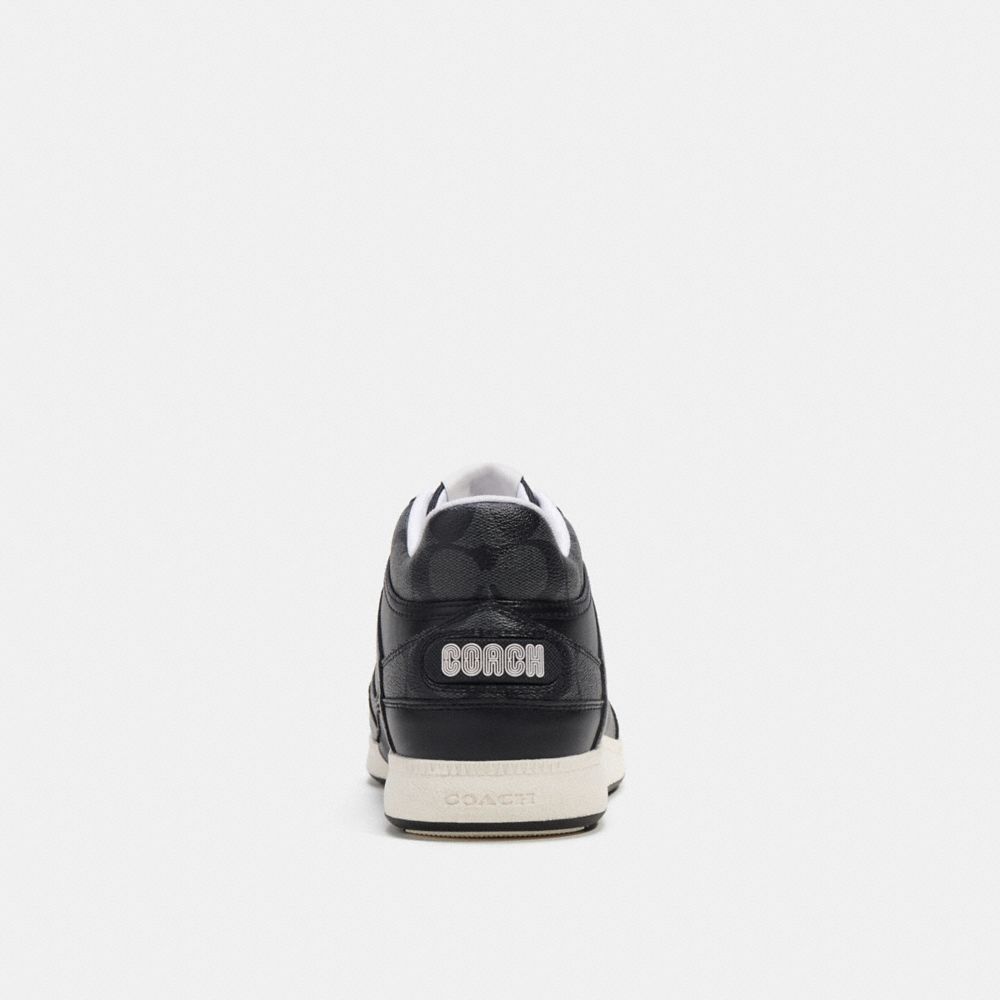 COACH®,Mid Top Sneaker In Signature Canvas,Canvas,Rubber,Suede,Mesh,Leather,Casual,Logo,Embossed,Perforated,Casual,Multi Color,Alternate View
