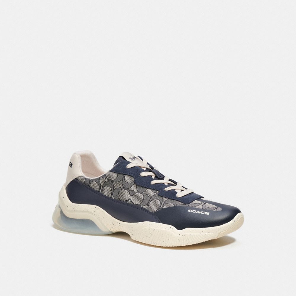 COACH®,CITYSOLE RUNNER IN SIGNATURE JACQUARD,Midnight Navy,Front View
