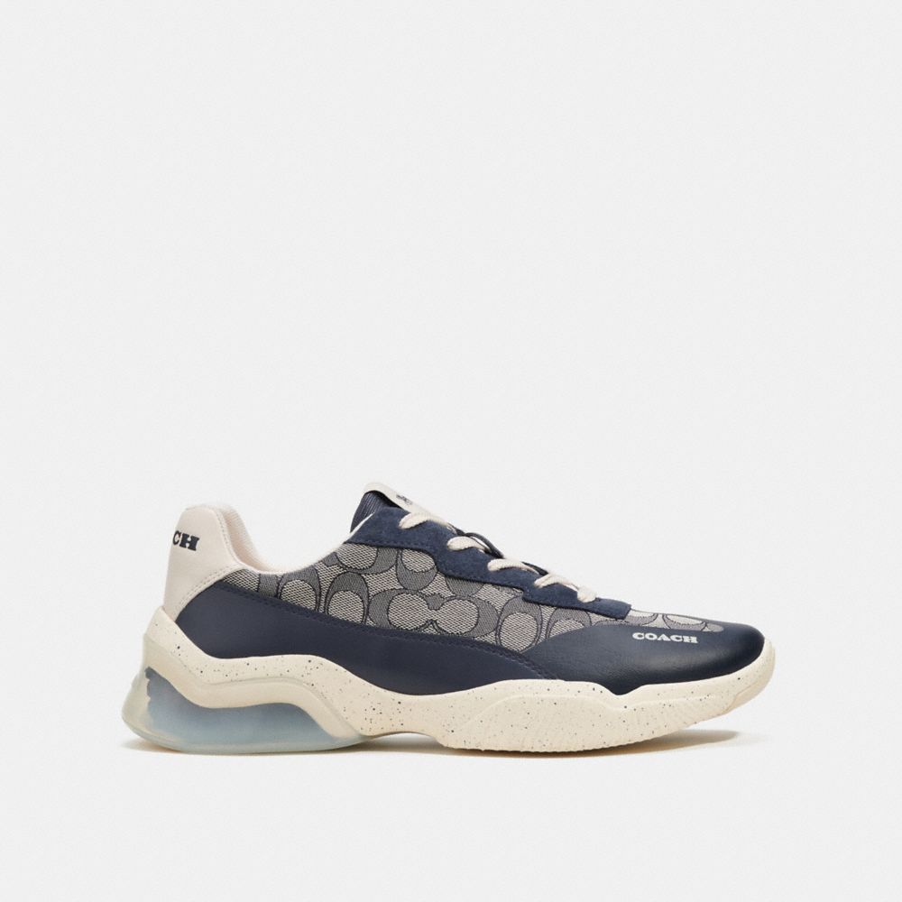 COACH®,CITYSOLE RUNNER IN SIGNATURE JACQUARD,Midnight Navy,Angle View