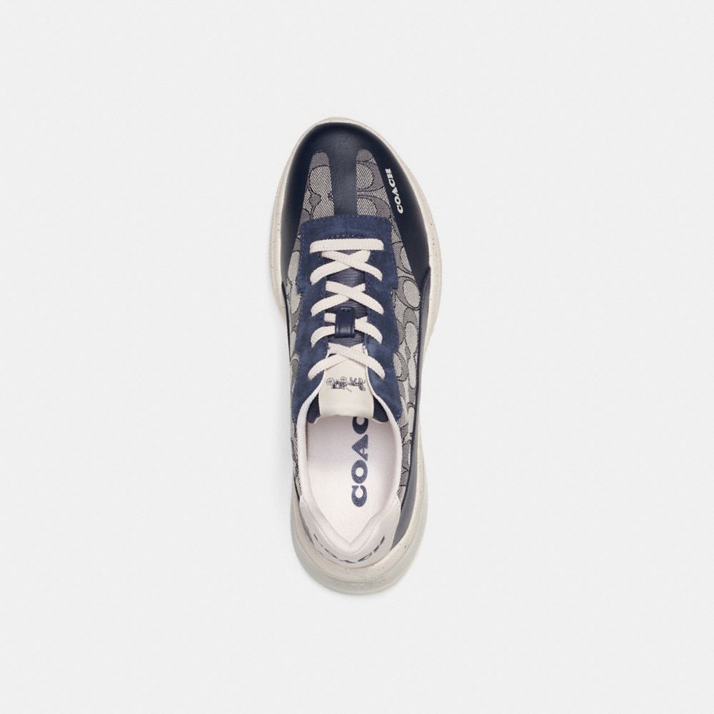COACH®,CITYSOLE RUNNER IN SIGNATURE JACQUARD,Midnight Navy,Inside View,Top View