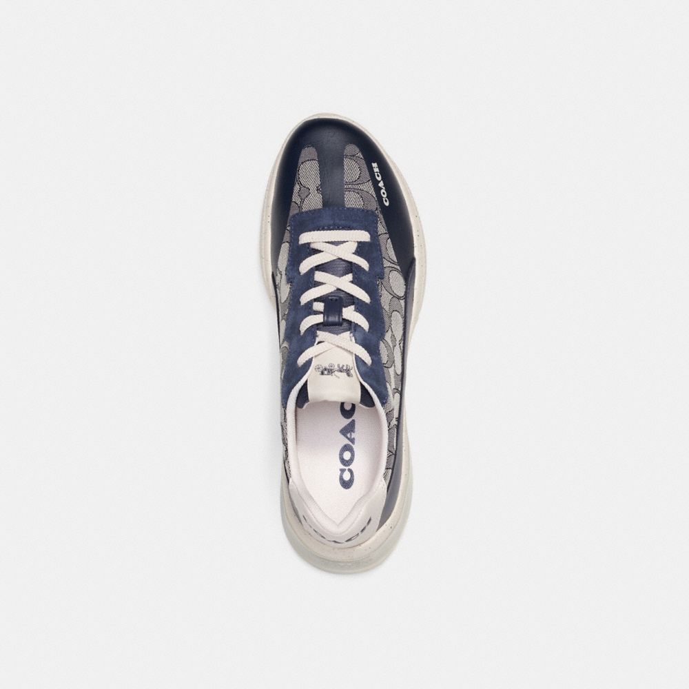 COACH®,RUNNER CITYSOLE EN JACQUARD SIGNATURE,Bleu marine Minuit,Inside View,Top View