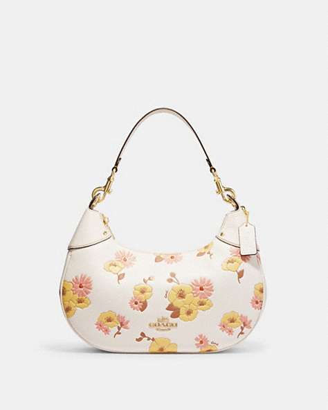 COACH®,MARA HOBO WITH FLORAL CLUSTER PRINT,Gold/Chalk Multi,Front View