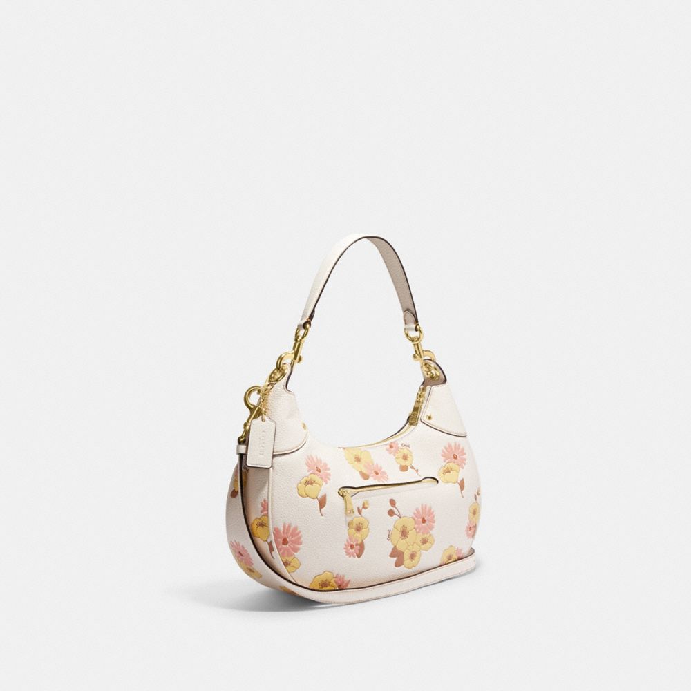 COACH®,MARA HOBO WITH FLORAL CLUSTER PRINT,Medium,Gold/Chalk Multi,Angle View
