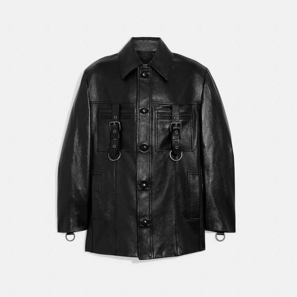 Leather Buckle Shirt Jacket