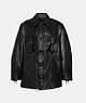 COACH®,LEATHER BUCKLE SHIRT JACKET,Leather,Black,Front View