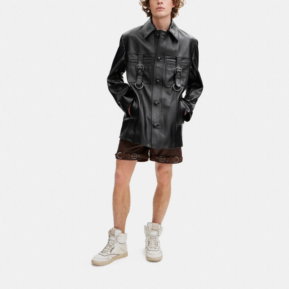 COACH®,レザー バックル シャツ ジャケット,ジャケット＆アウター,