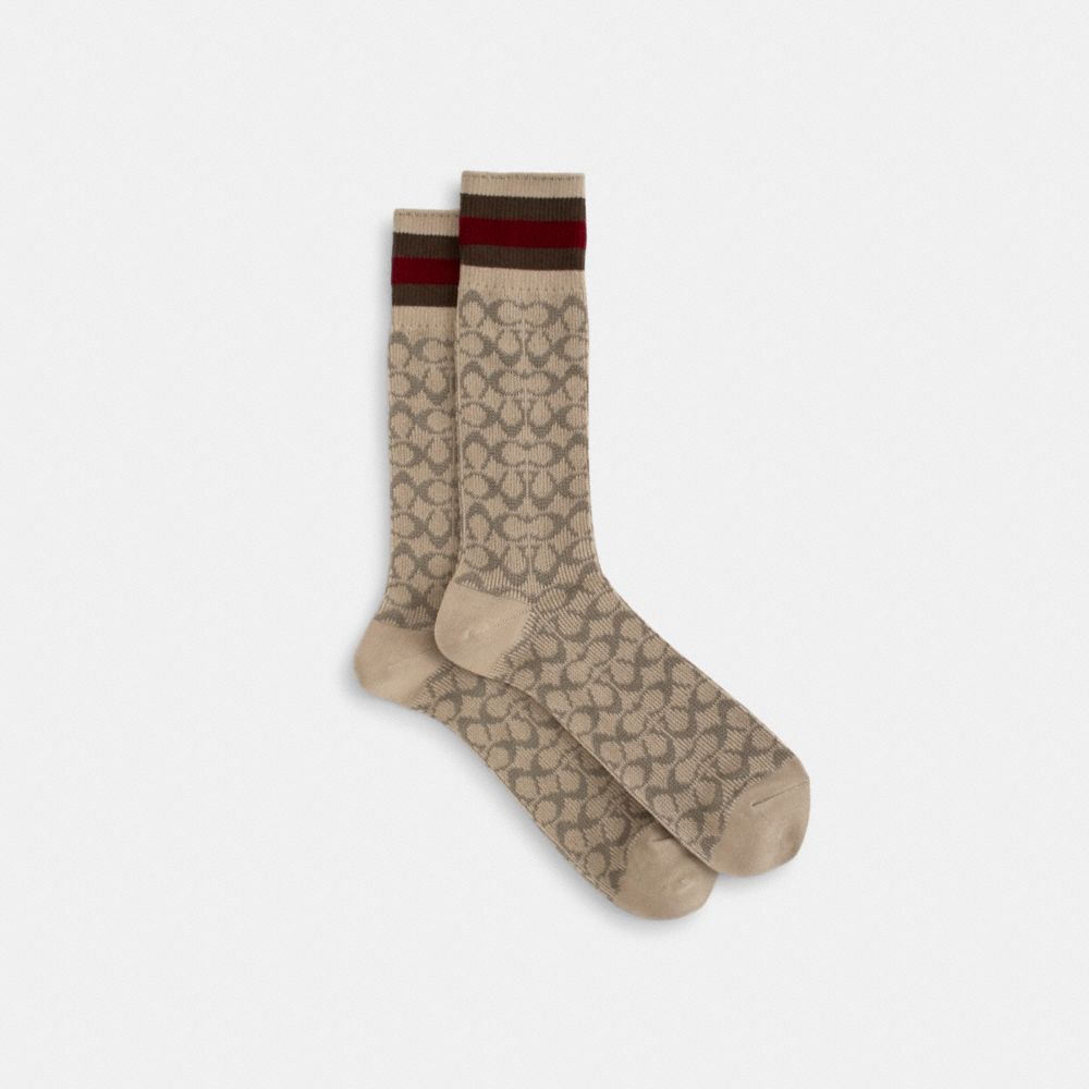 COACH®,SIGNATURE SOCKS,Ivory,Front View