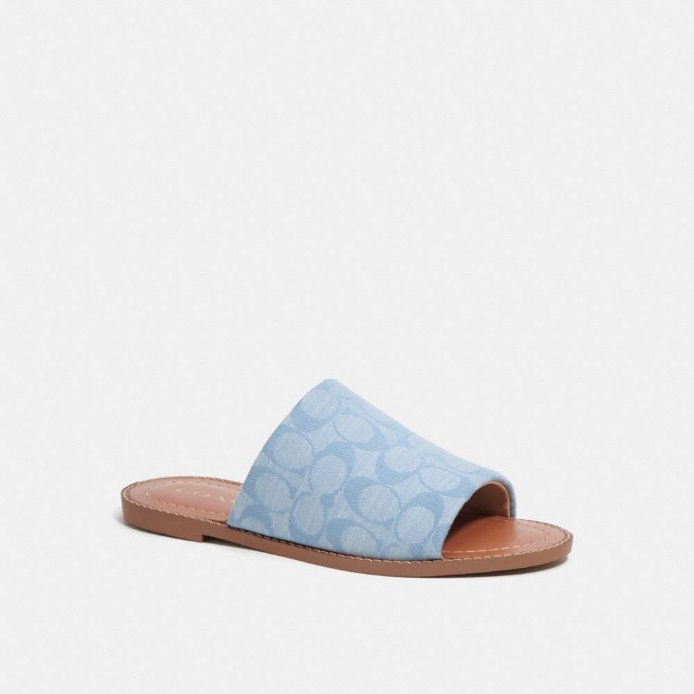 COACH®,HAZEL SANDAL IN SIGNATURE CHAMBRAY,Cornflower,Front View