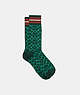 COACH®,SIGNATURE SOCKS,Cotton/Polyester,Dark Pine,Front View