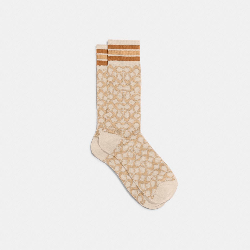 COACH®,CHAUSSETTES AVEC LOGO,Coton/polyester,Noisette,Front View