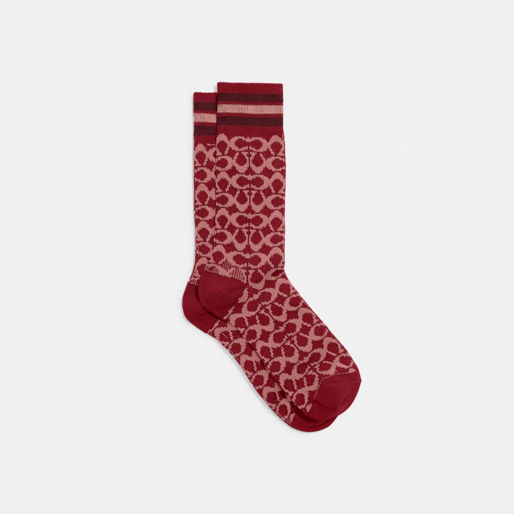 COACH®,CHAUSSETTES AVEC LOGO,Coton/polyester,Rubis,Front View