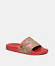COACH®,ULI SPORT SLIDE IN SIGNATURE CANVAS WITH WILD STRAWBERRY PRINT,Electric Red,Front View