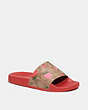 COACH®,ULI SPORT SLIDE IN SIGNATURE CANVAS WITH WILD STRAWBERRY PRINT,Electric Red,Front View