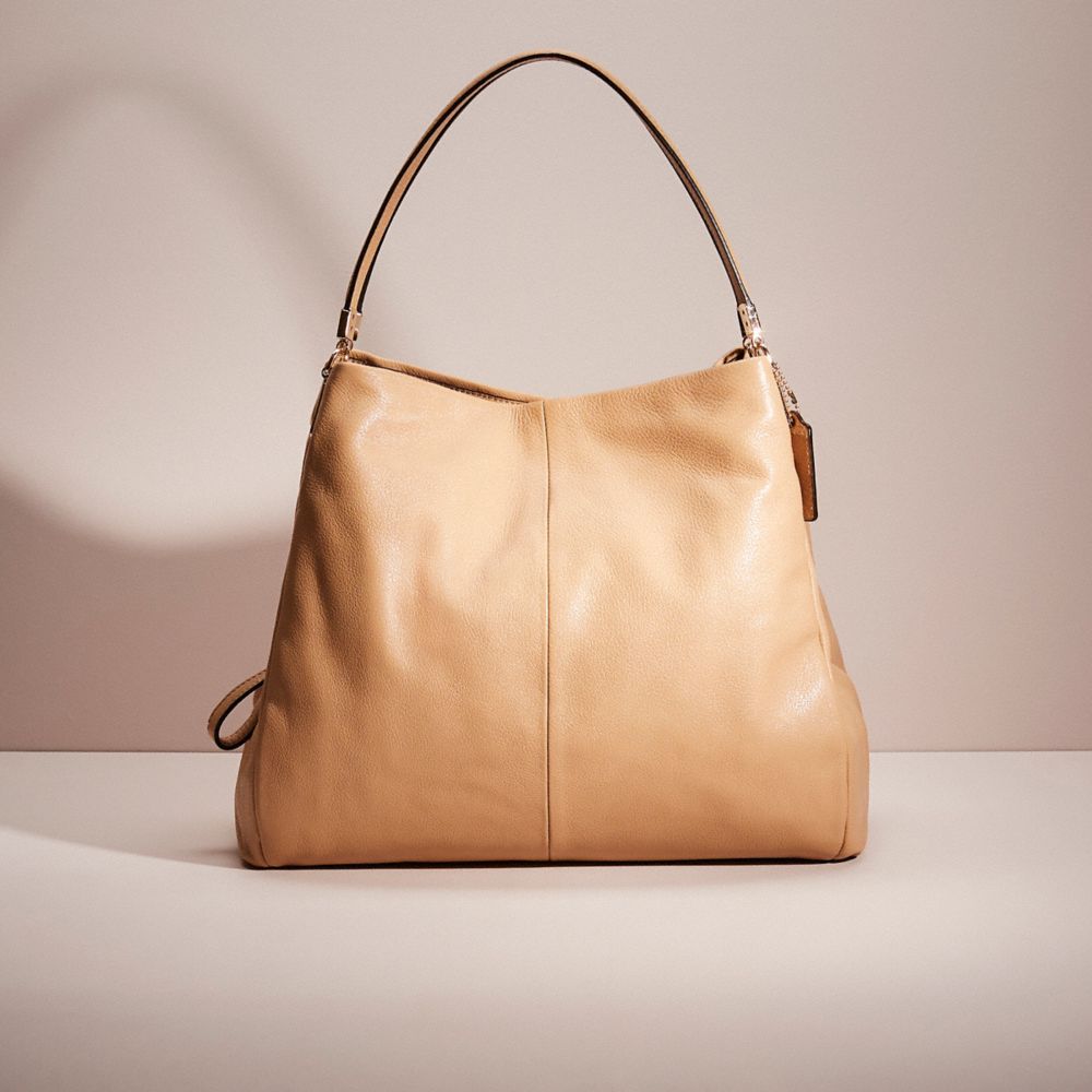 COACH®,Restored Madison Phoebe Shoulder Bag,Hobo,Metal,Logo,Casual,Brown,Front View