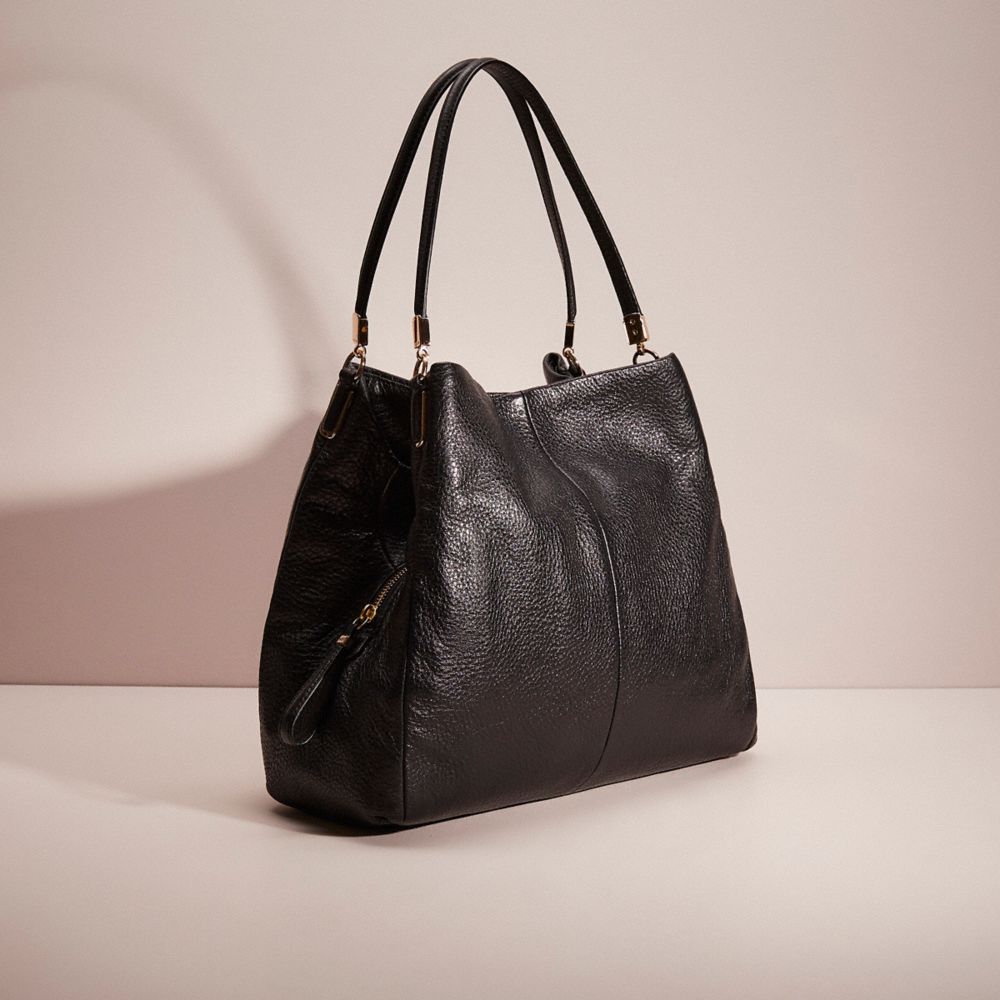 COACH®,Restored Phoebe Shoulder Bag,Leather,Shoulder Bag,No Embellishment,Casual,Black,Angle View