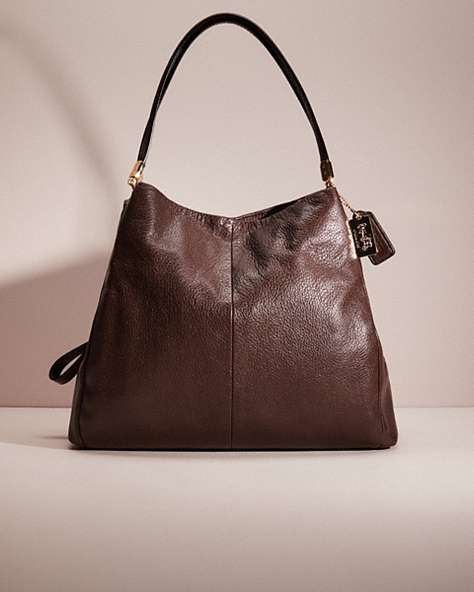 COACH®,RESTORED PHOEBE SHOULDER BAG,Leather,X-Large,Gold/Midnight Oak,Front View