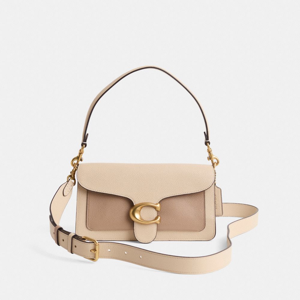 COACH®,Restored Tabby Shoulder Bag 26 In Colorblock,Leather,Shoulder Bag,Metal,Color Block,Logo,Compact,Gold Metal,Day Party,,Front View