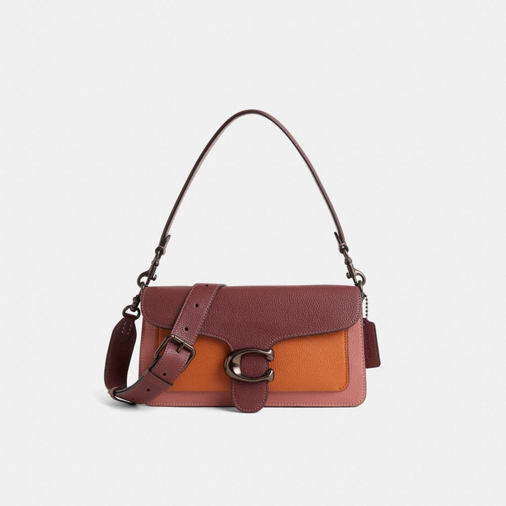 COACH®,Restored Tabby Shoulder Bag 26 In Colorblock,Leather,Shoulder Bag,Metal,Color Block,Logo,Compact,Gold Metal,Day Party,,Front View