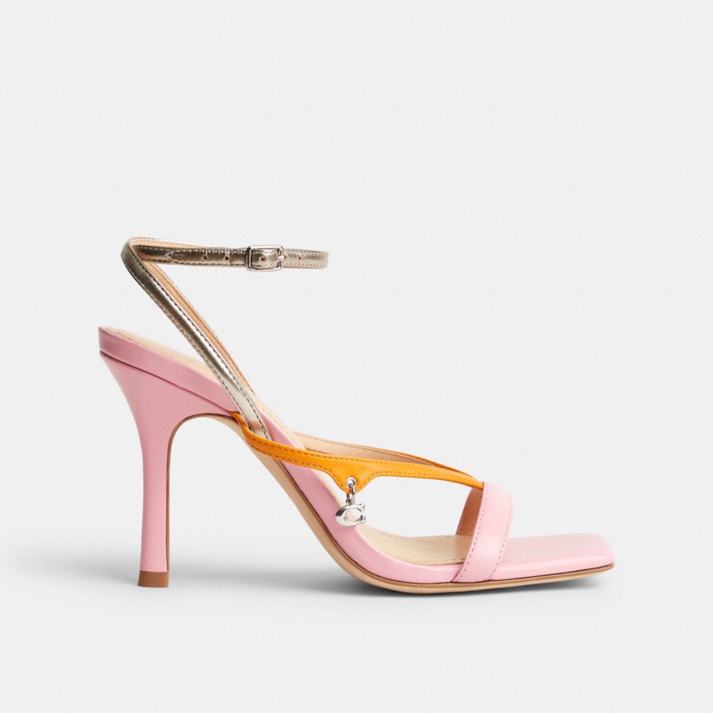 COACH®,KALI HEEL,Flower Pink/Platinum Champagne,Angle View