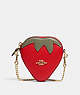 COACH®,STRAWBERRY COIN CASE,Mini,Gold/Electric Red Multi,Front View