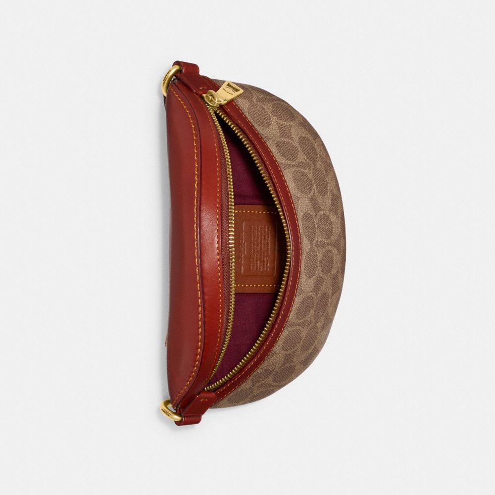 COACH®,BETHANY BELT BAG IN SIGNATURE CANVAS,Refined Calf Leather,Small,Brass/Tan/Rust,Inside View,Top View