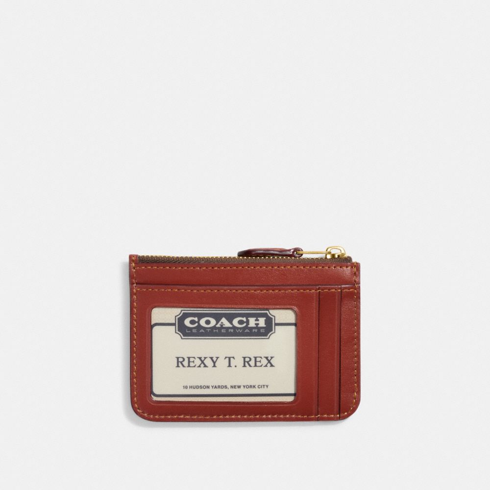 COACH®,MINI SKINNY ID CASE IN SIGNATURE CANVAS,Coated Canvas,Mini,Brass/Tan/Rust,Back View