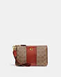 COACH®,SMALL WRISTLET IN SIGNATURE CANVAS,Signature Coated Canvas,Brass/Tan/Rust,Front View
