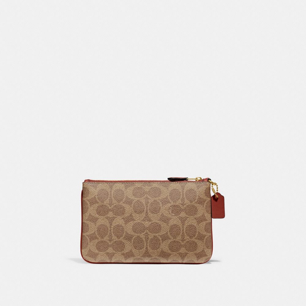 COACH®,SMALL WRISTLET IN SIGNATURE CANVAS,Coated Canvas,Mini,Brass/Tan/Rust,Back View