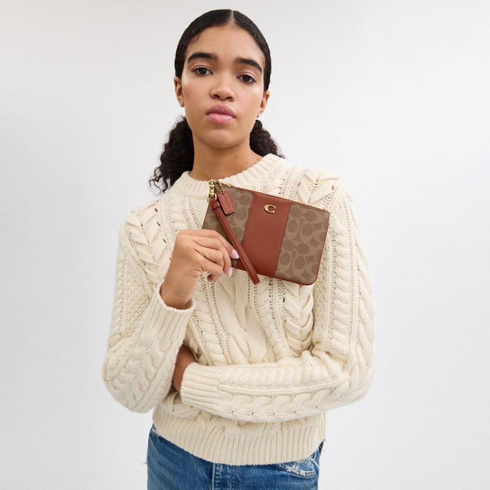 Coach Essential Small Wristlet In Signature Canvas In Multi