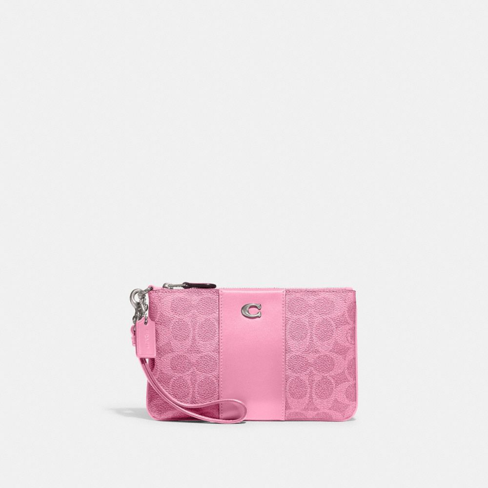 COACH®,PETIT BRACELET EN TOILE SIGNATURE,Toile enduite,Argent/Rose vif,Front View