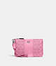 COACH®,SMALL WRISTLET IN SIGNATURE CANVAS,Signature Coated Canvas,Mini,Silver/Vivid Pink,Front View