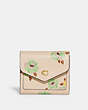 COACH®,WYN SMALL WALLET WITH FLORAL PRINT,Refined Calf Leather,Floral,Brass/Ivory Multi,Front View