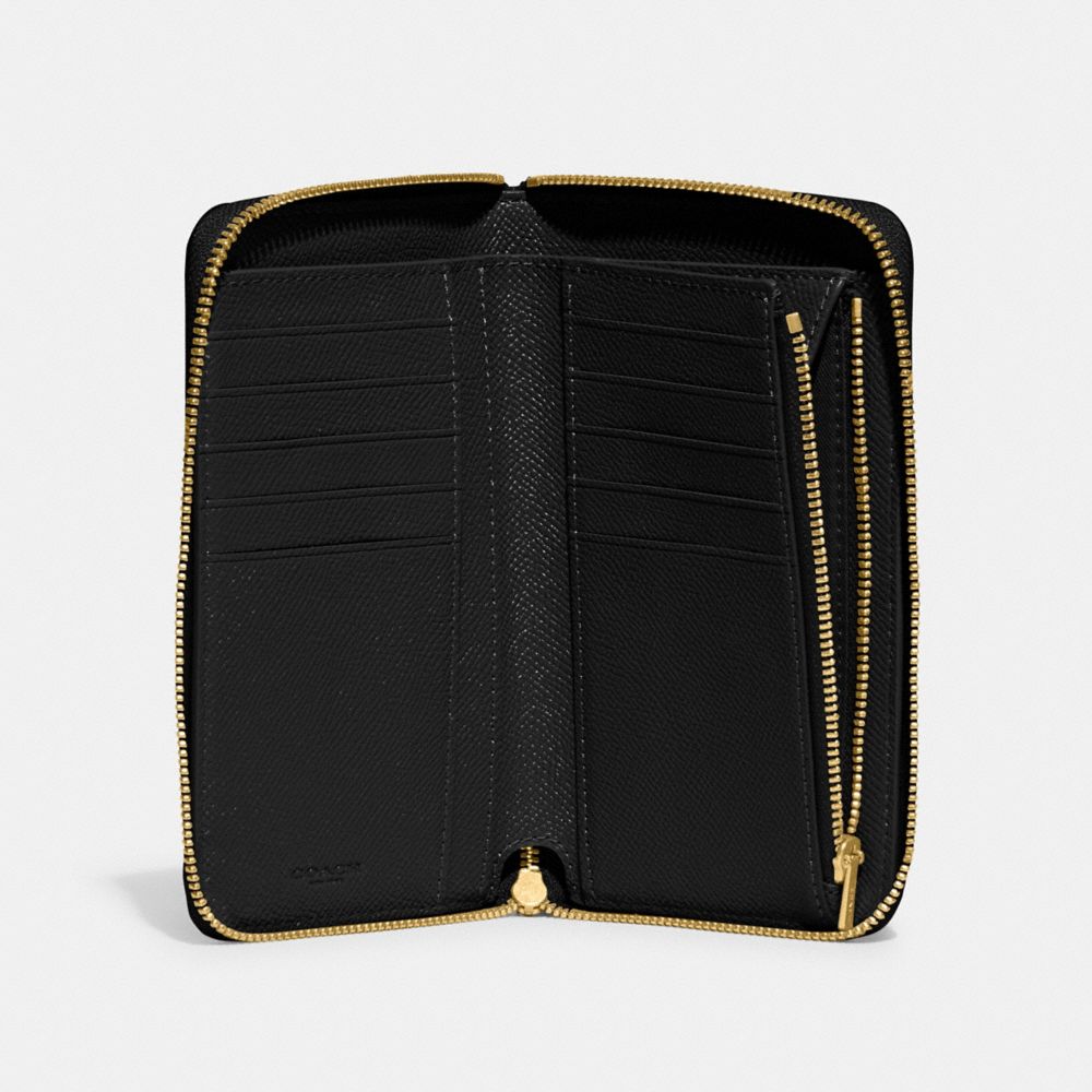 COACH®,MEDIUM ZIP AROUND WALLET,Mini,Brass/Black,Inside View,Top View