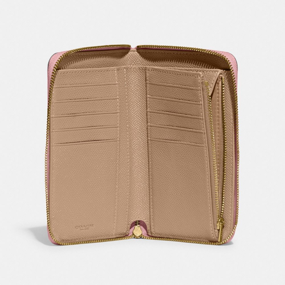 COACH®,Medium Zip Around Wallet,Leather,Continental,Bi Fold,Logo,Metal,Casual,,Inside View,Top View