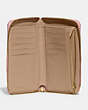 COACH®,MEDIUM ZIP AROUND WALLET,Crossgrain Leather,Mini,Brass/Bubblegum,Inside View,Top View