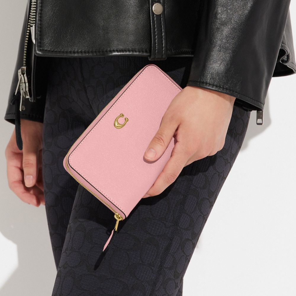 COACH®,Medium Zip Around Wallet,Leather,Continental,Bi Fold,Logo,Metal,Casual,,Detail View