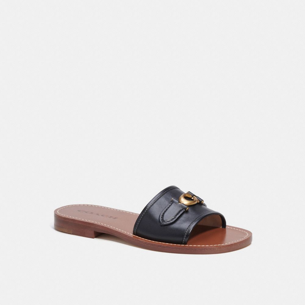 COACH®,INA SANDAL,Black,Front View