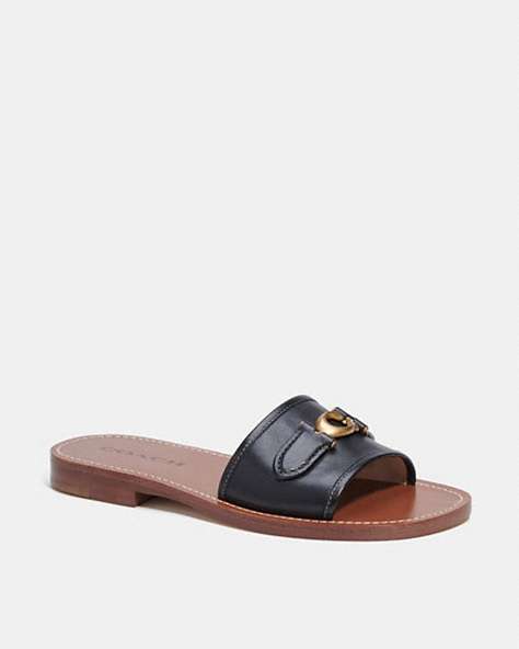 COACH®,INA SANDAL,Black,Front View