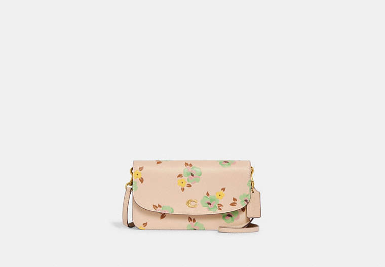 COACH®,HAYDEN CROSSBODY WITH FLORAL PRINT,Refined Calf Leather,Mini,Floral,Brass/Ivory Multi,Front View