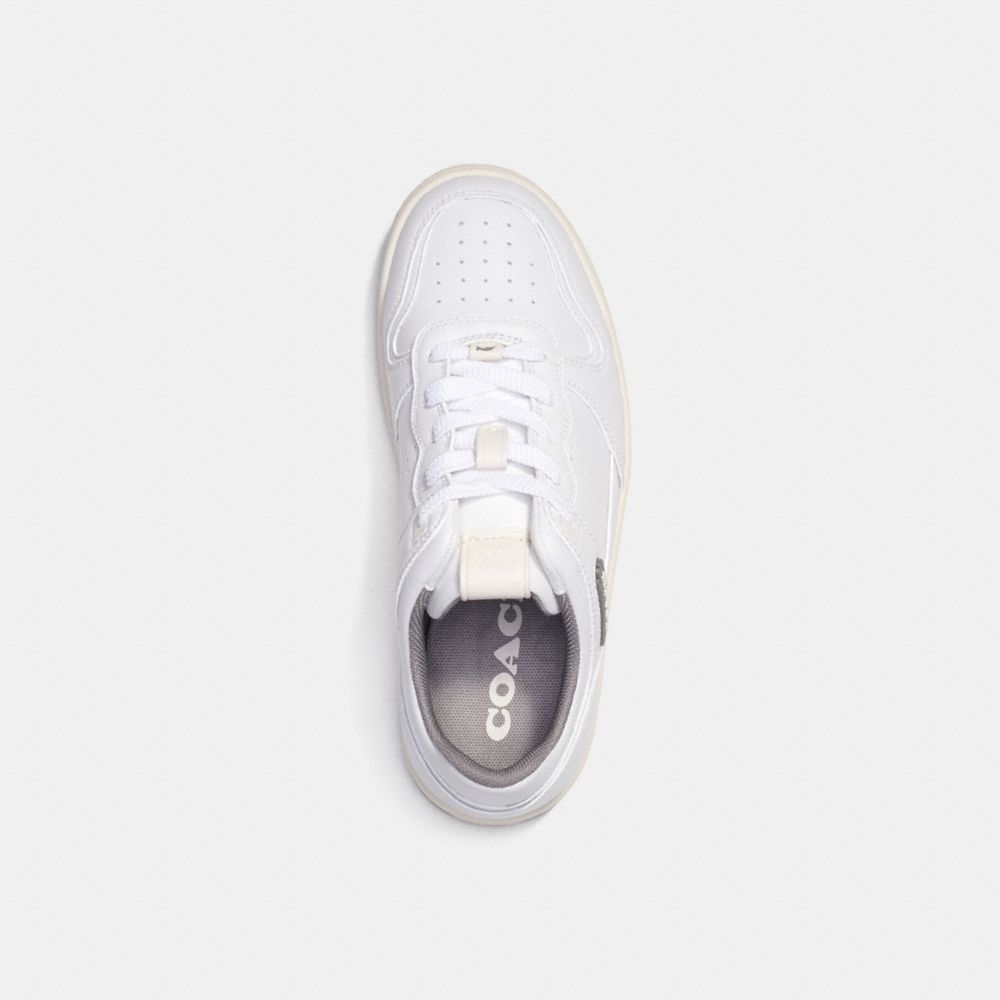 COACH®,C201 LOW TOP SNEAKER,Leather,Heather Grey/Optic White,Inside View,Top View