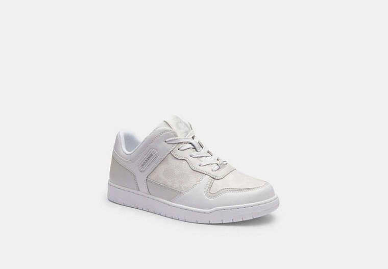 COACH®,C201 LOW TOP SNEAKER IN SIGNATURE CANVAS,Optic White,Front View image number 0